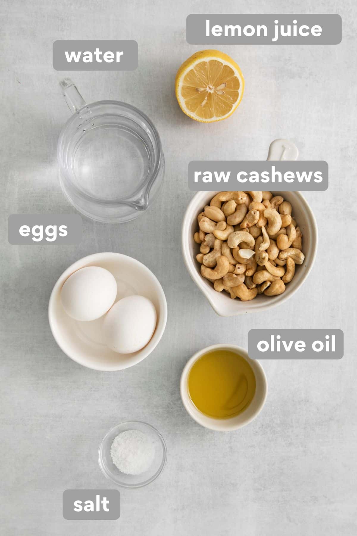 Ingredients for dairy-free cheese sauce on a countertop