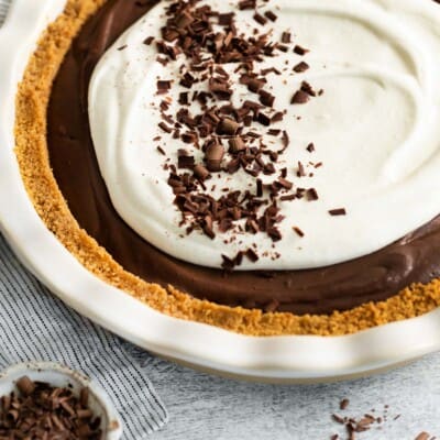 a close-up of chocolate pie