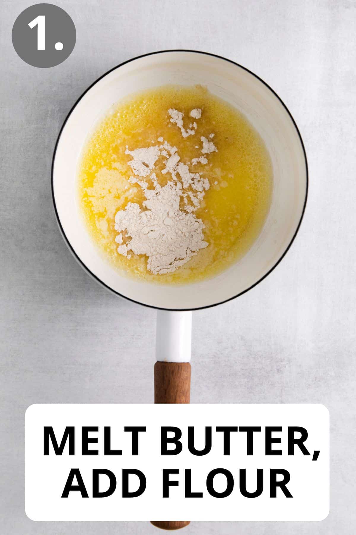 butter melted in a pan with flour