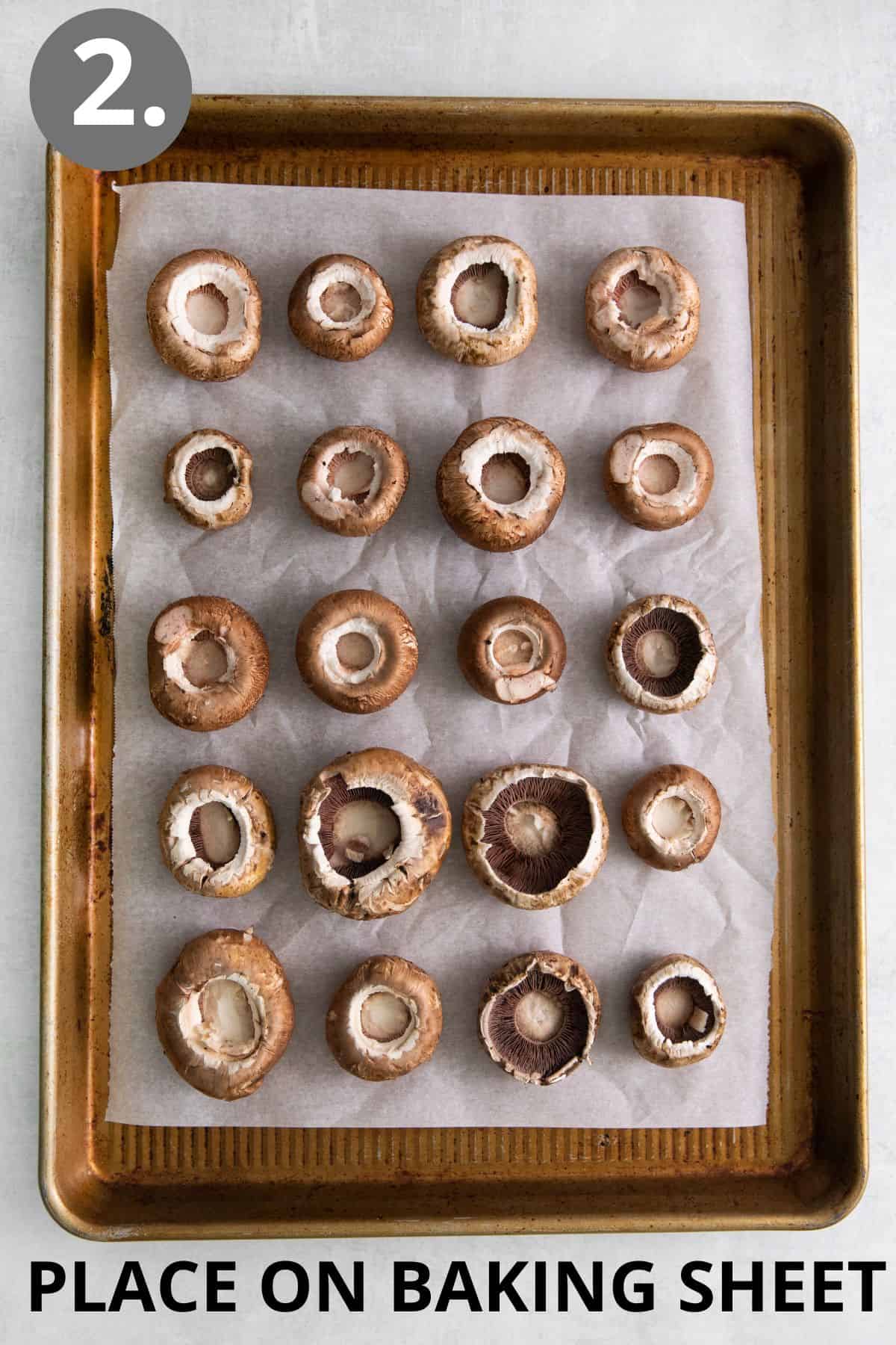 Mushrooms on a baking sheet