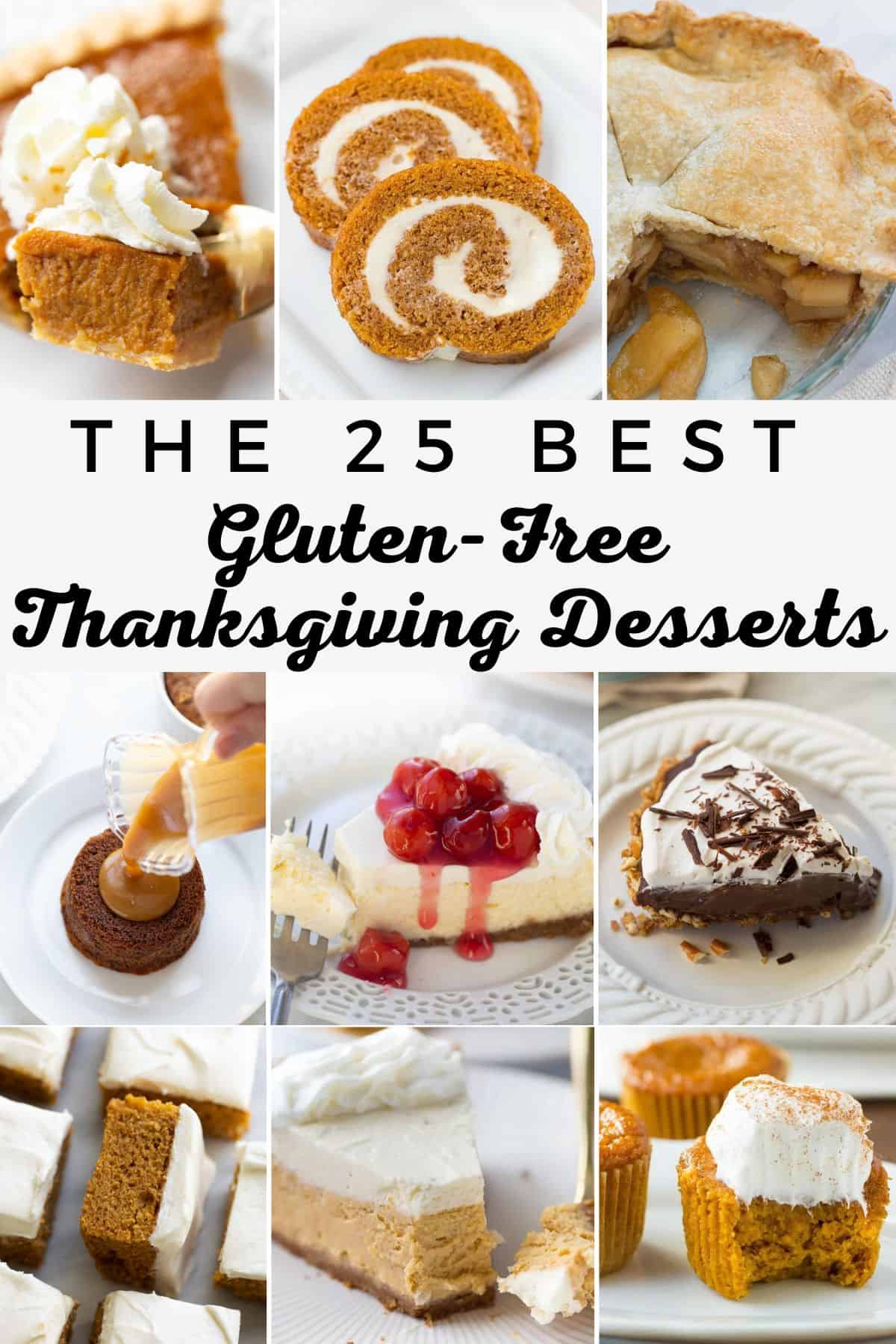 collage of gluten-free thanksgiving desserts
