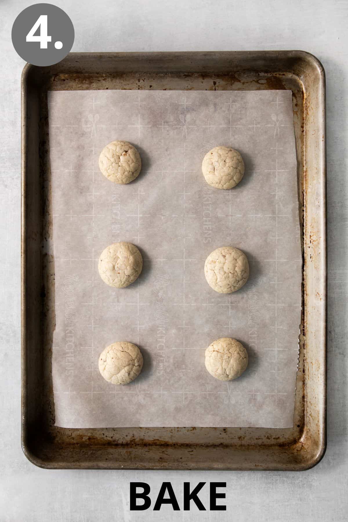 Gluten-free snowball cookies baked on a cookie sheet