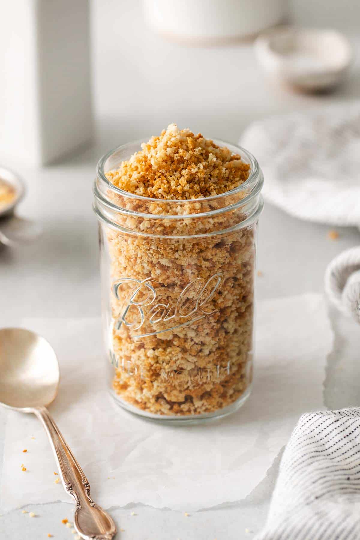 Gluten-free breadcrumbs in a Mason jar