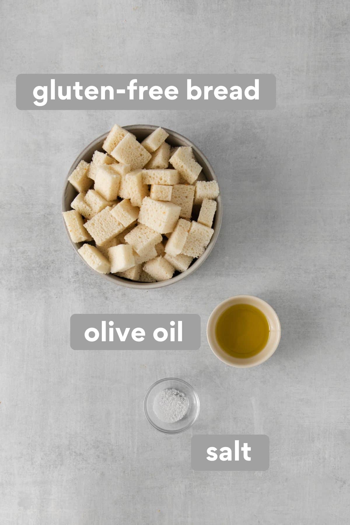 Gluten-free breadcrumb ingredients on a countertop