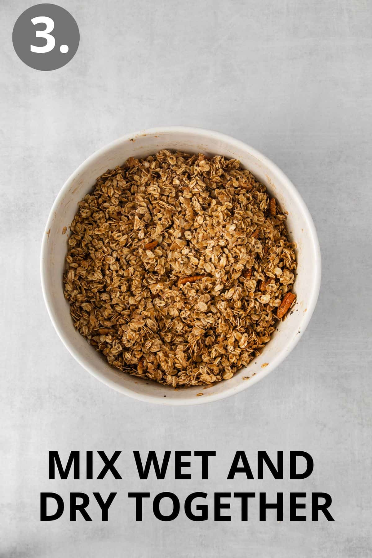 Wet and dry ingredients mixed together in a bowl