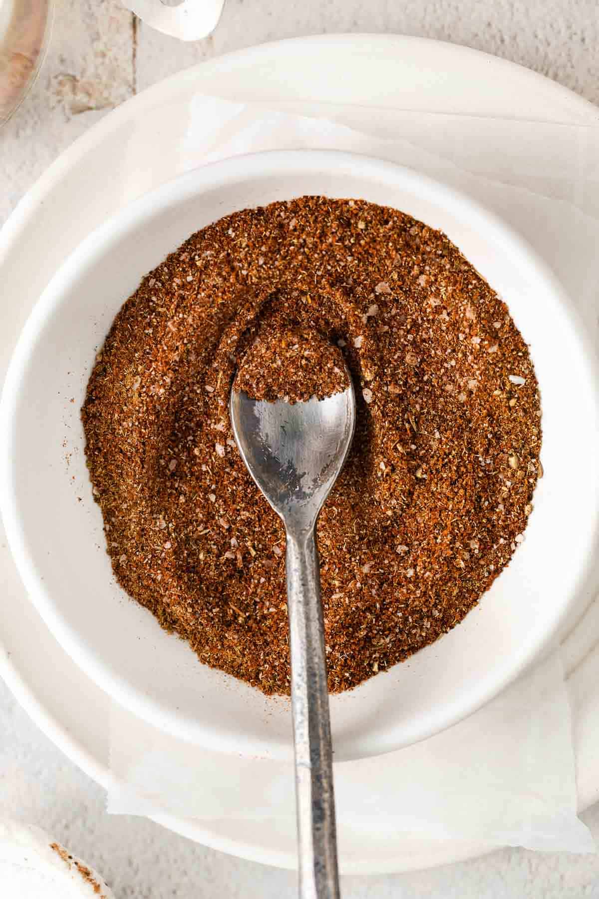 Taco seasoning in a bowl with a spoon