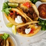 Gluten-free tacos with toppings on a plate
