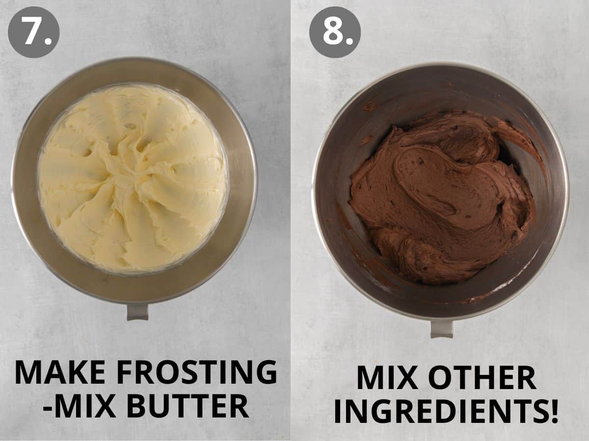 Butter mixed in the bowl of stand mixer, and other ingredients mixed into the butter