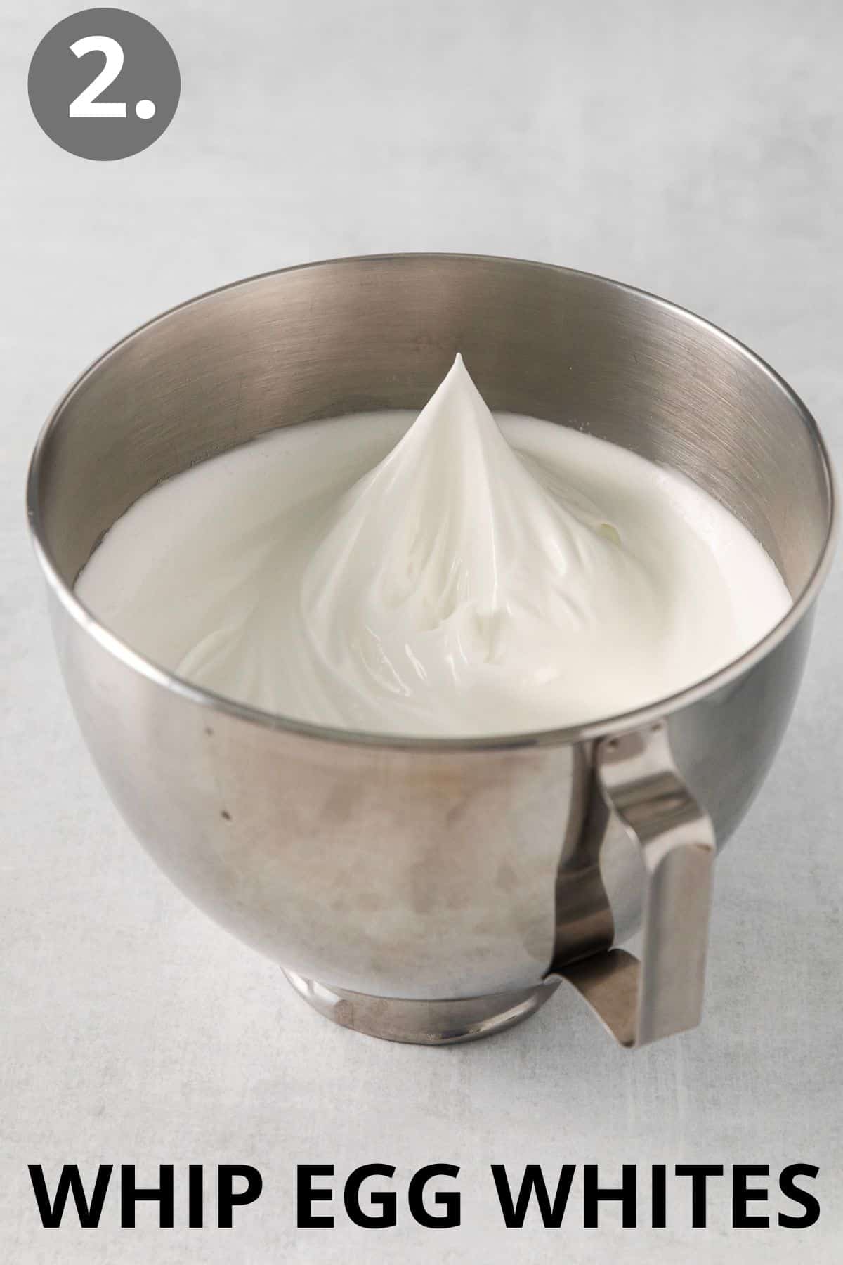 Whipped egg whites in a standing mixer
