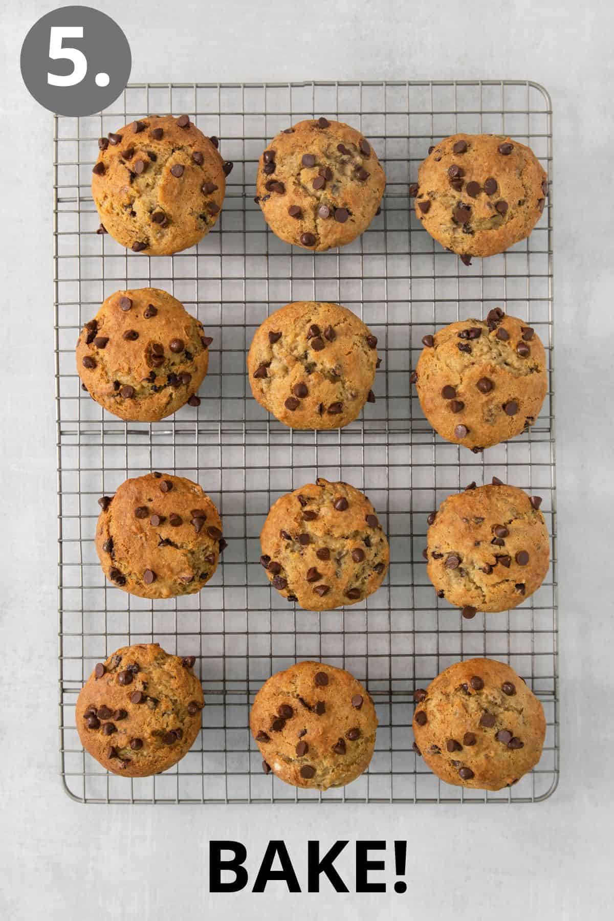 baked banana muffins on a cooling rack