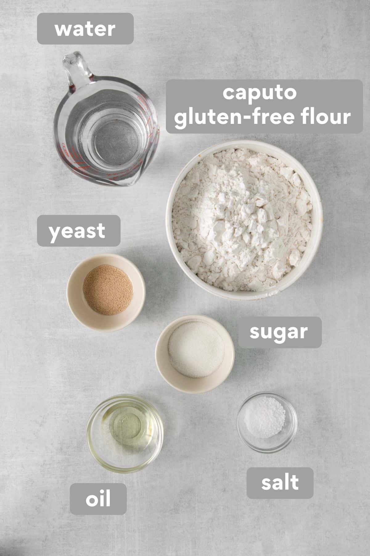 Gluten-free cinnamon breadstick ingredients on a countertop