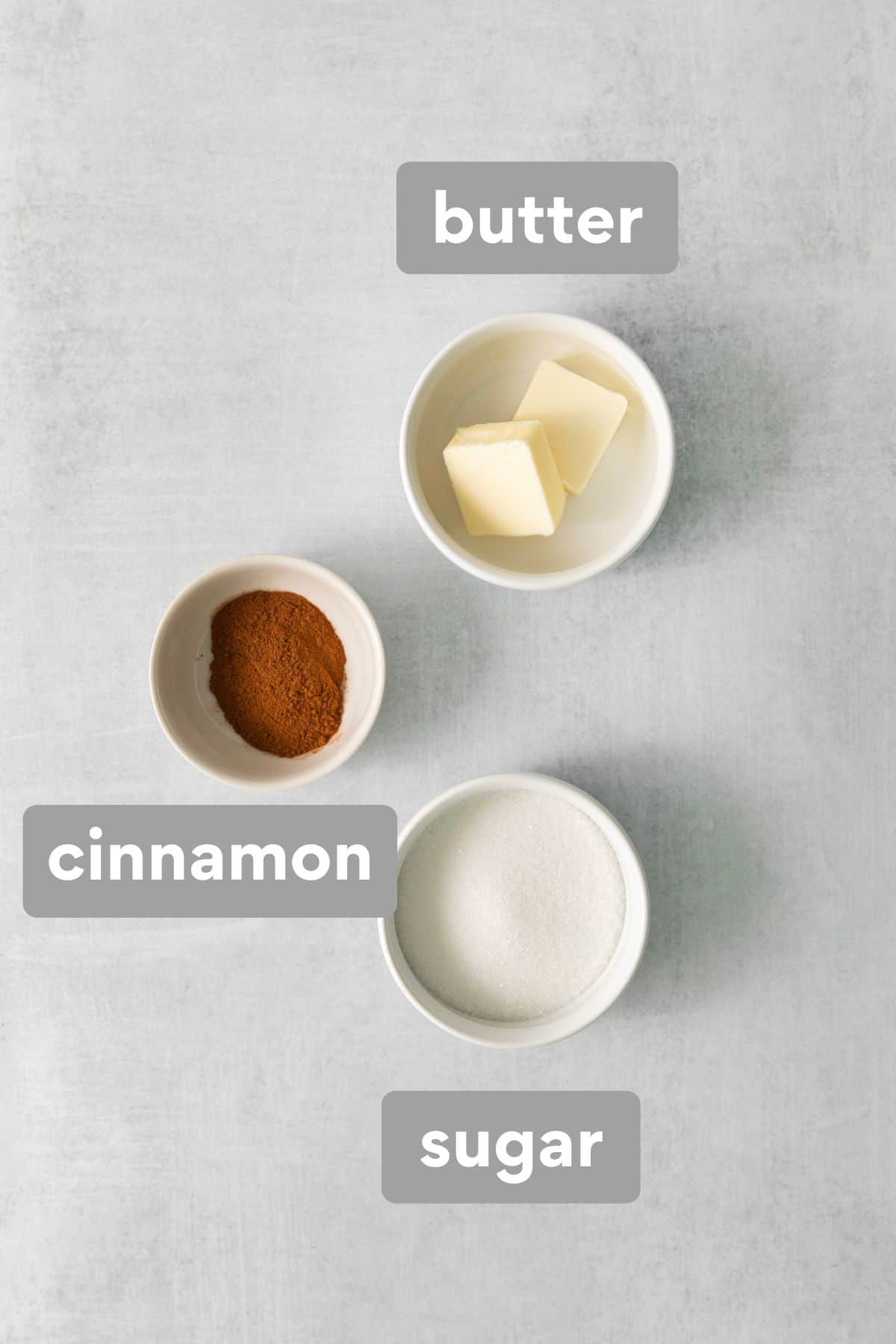 Gluten-free cinnamon stick topping ingredients on a countertop