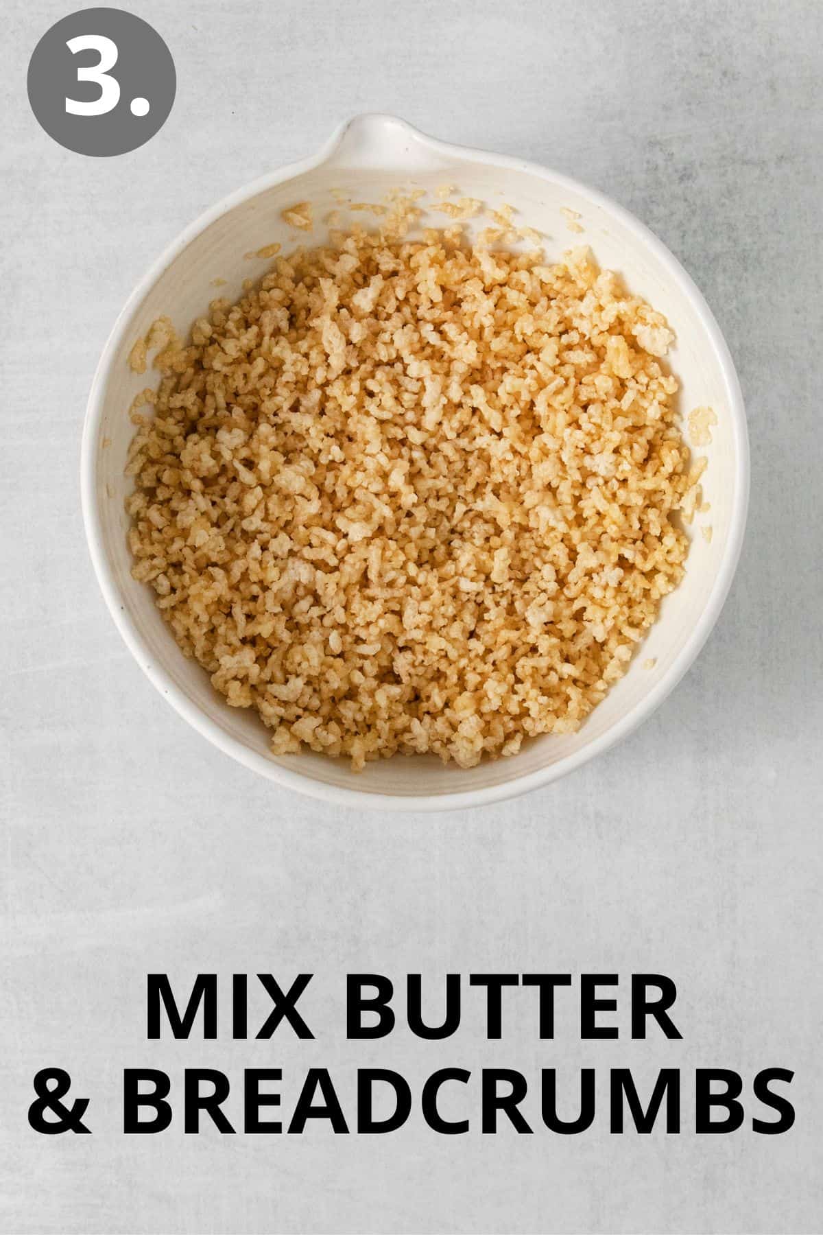 Butter and breadcrumbs in a bowl
