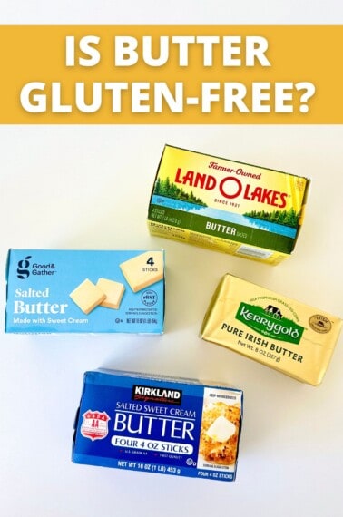 overhead shot of different types of gluten free butter