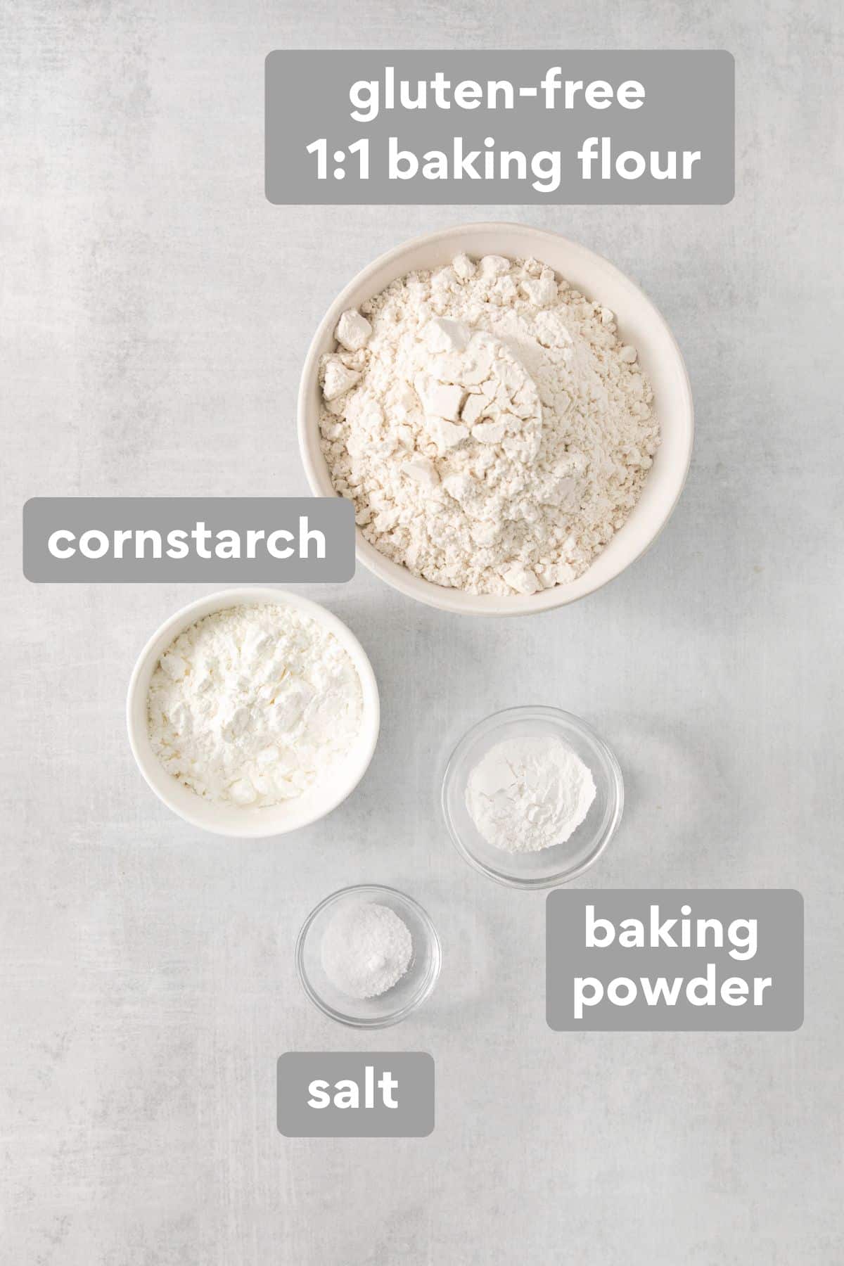 Coconut cake dry ingredients on a countertop