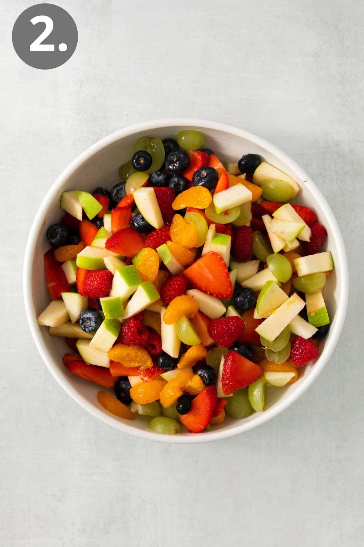 mixed chopped fruit in a bowl