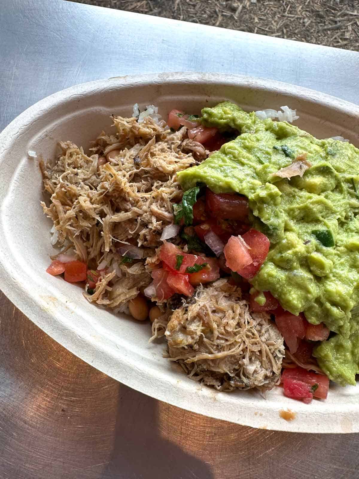 close up photo of gluten free burrito bowl