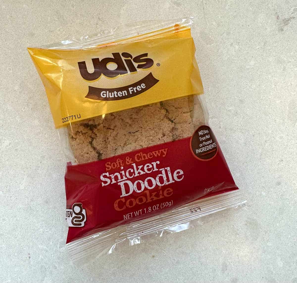 close up of udis snickerdoodle cookie