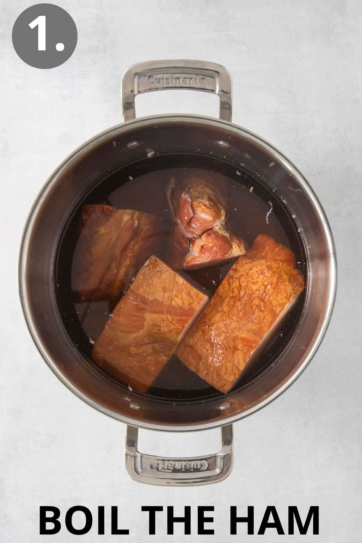 Ham boiling in a pot
