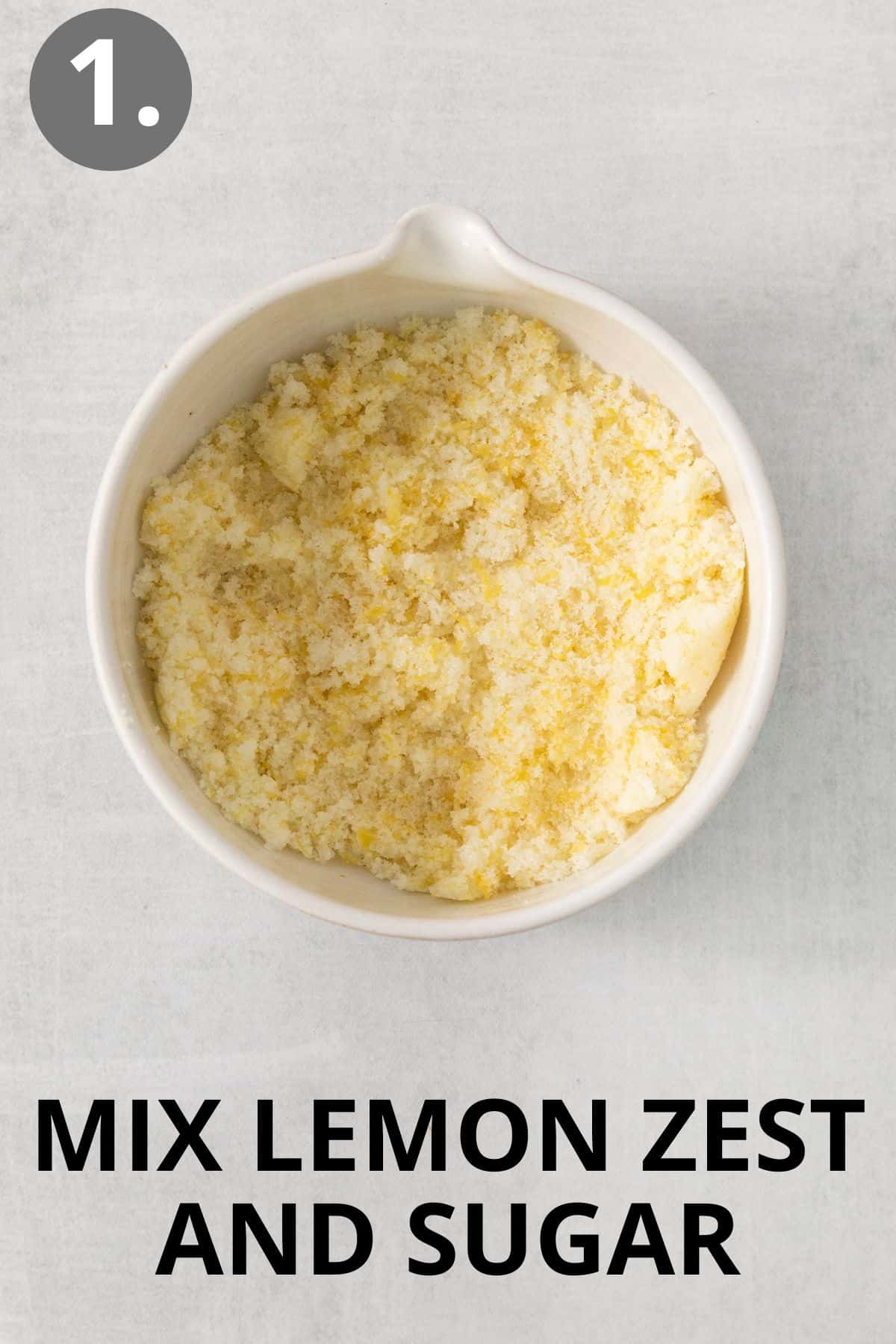 Lemon zest and sugar in a bowl