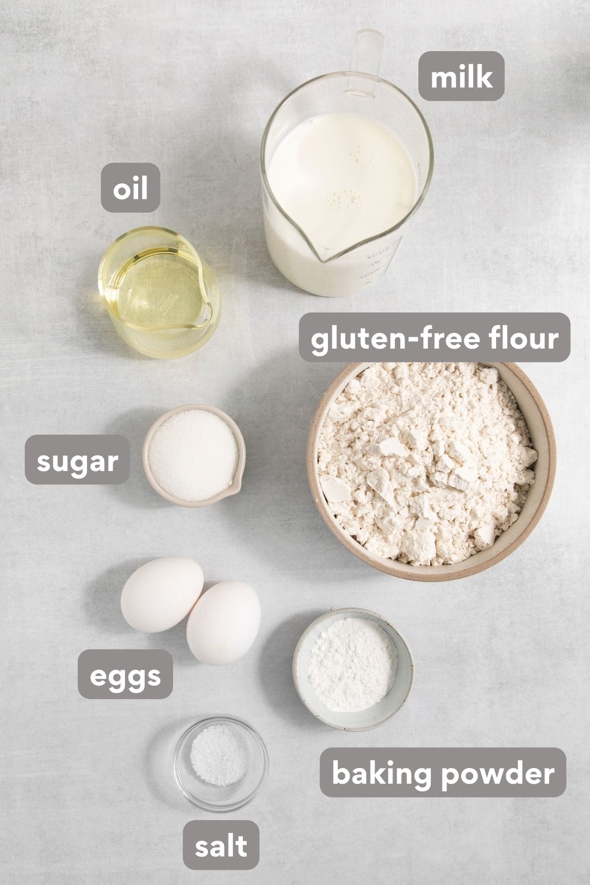 gluten-free waffles ingredients on a countertop