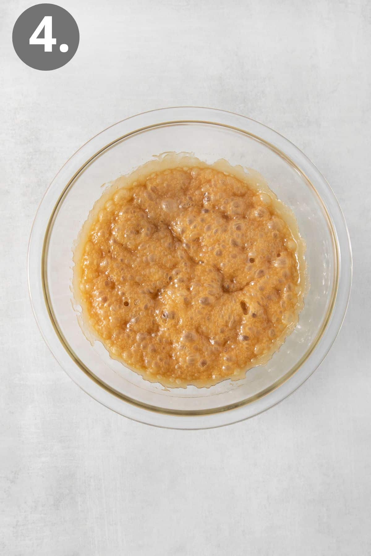 Microwave caramel in a glass bowl