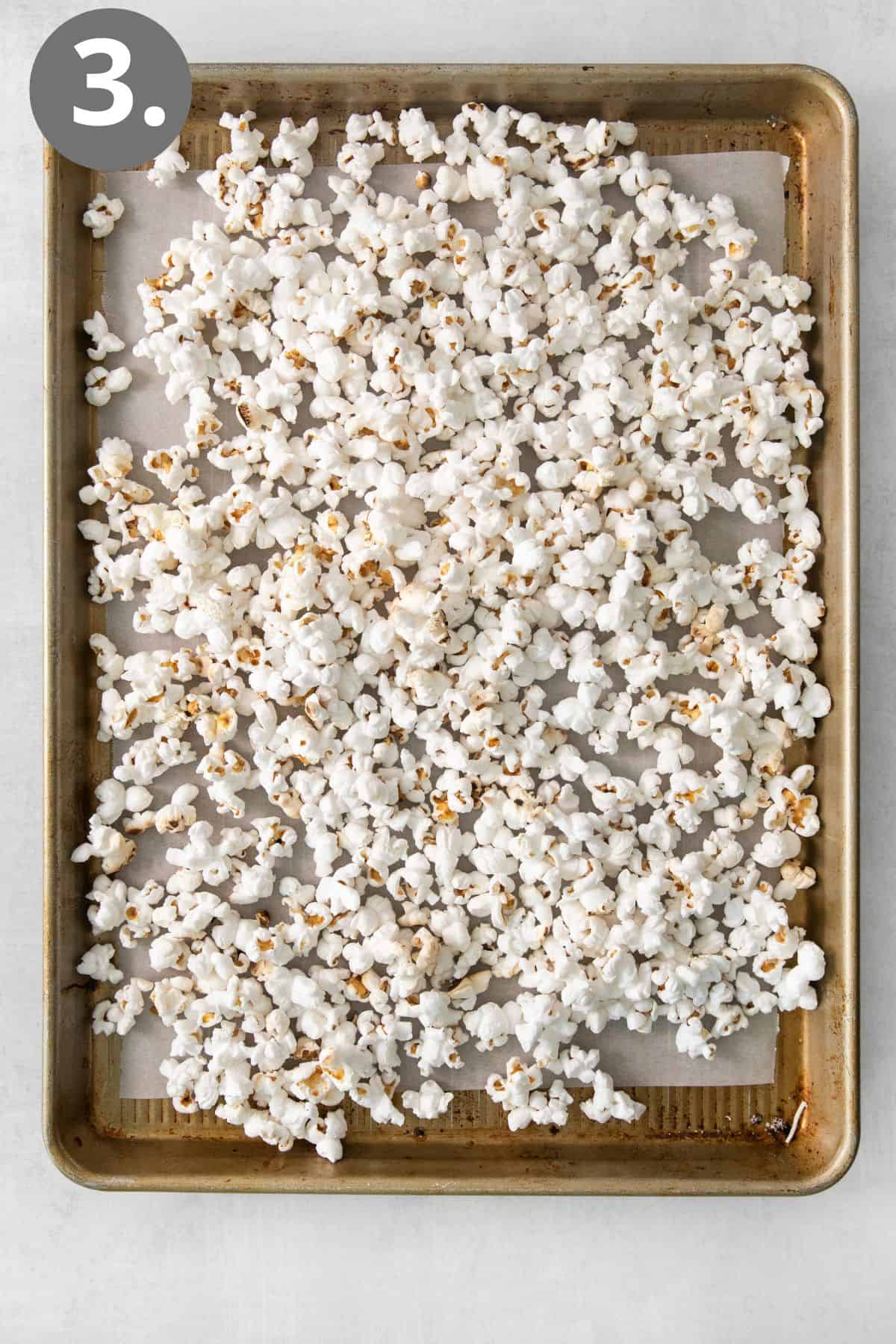 Popcorn on a baking tray