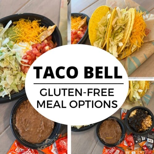 collage of gluten free meal options at taco bell