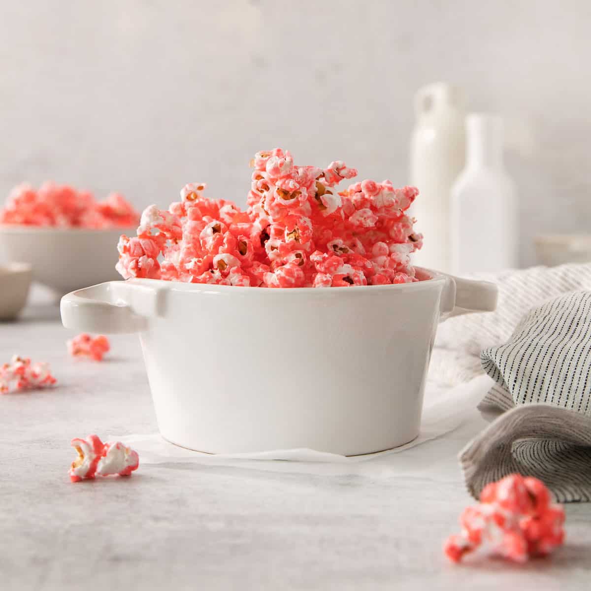 Candy popcorn in a bowl on a countertop