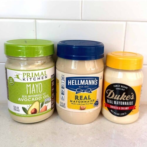3 types of mayo with text overlay with "does may have dairy"