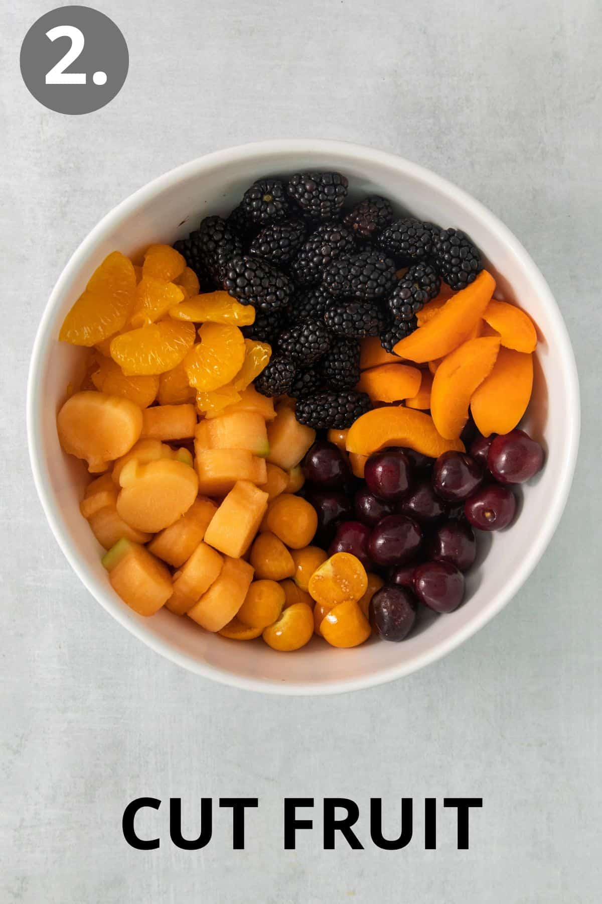 Fruit poured into a bowl