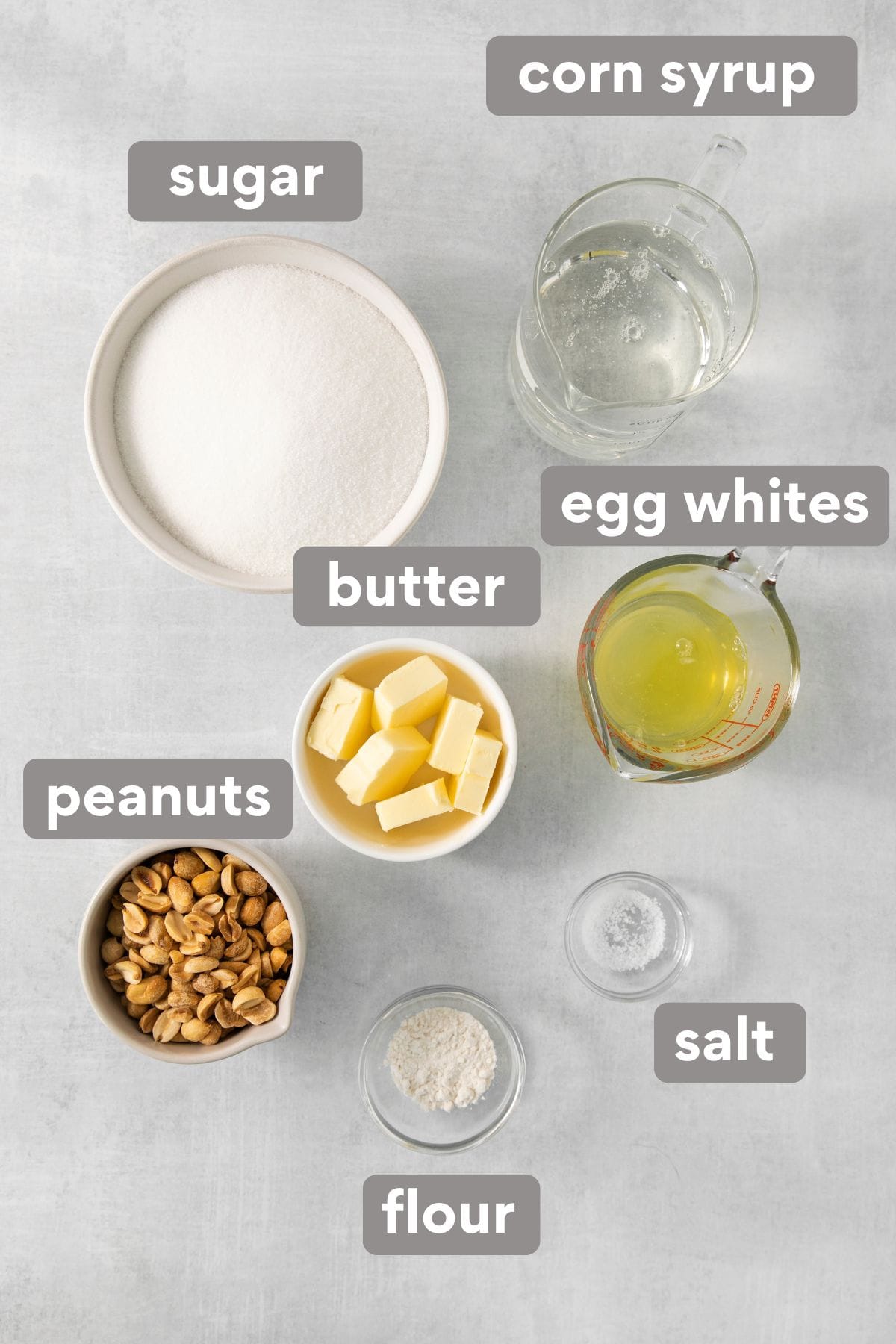 Nougat recipe ingredients on a countertop