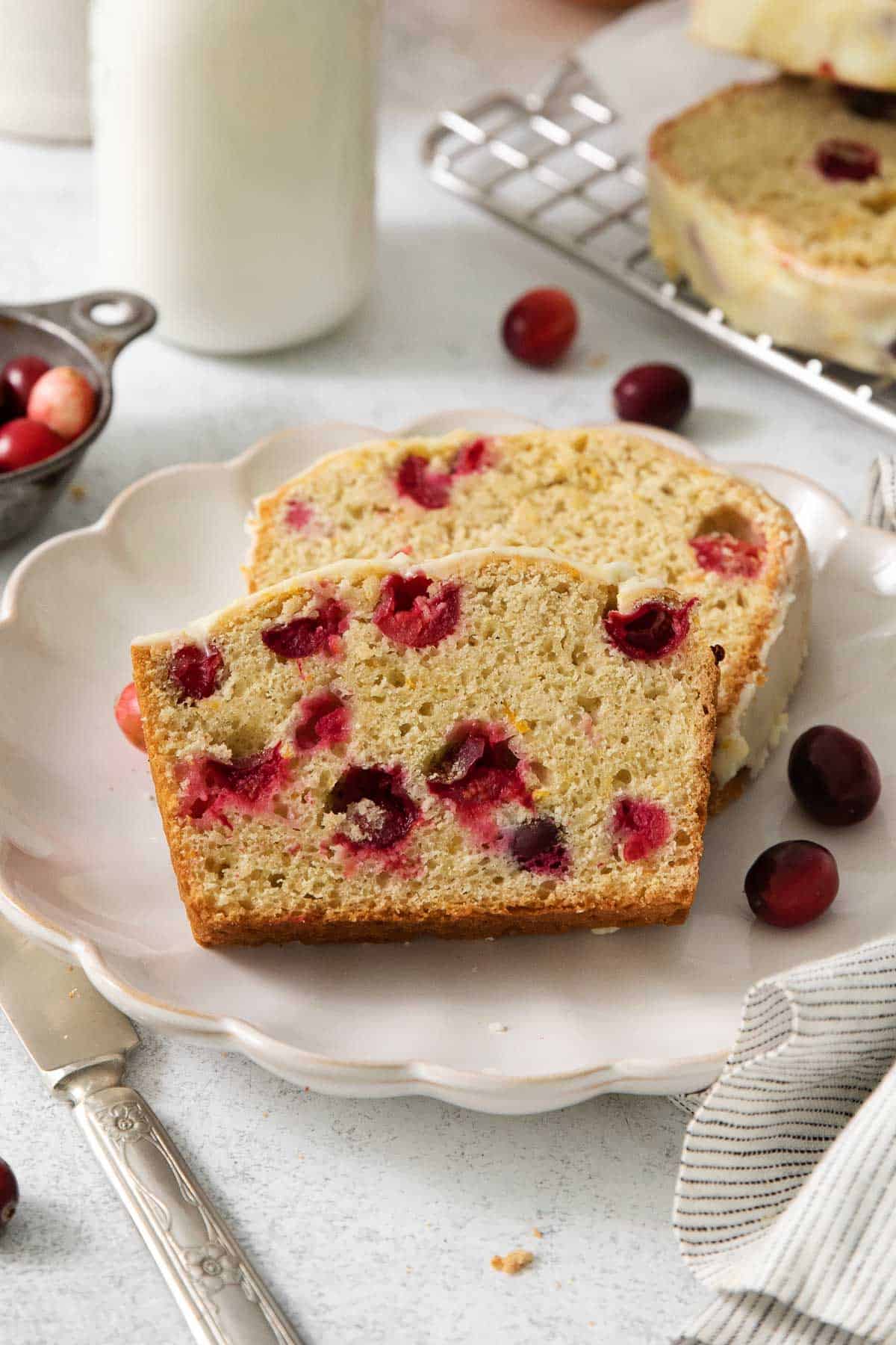 gluten-free cranberry bread slices on a plate