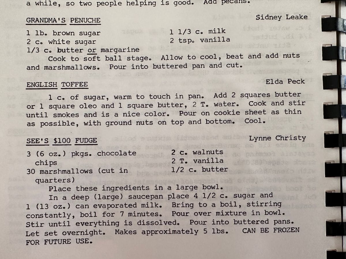 photo of english toffee recipe from old cookbook