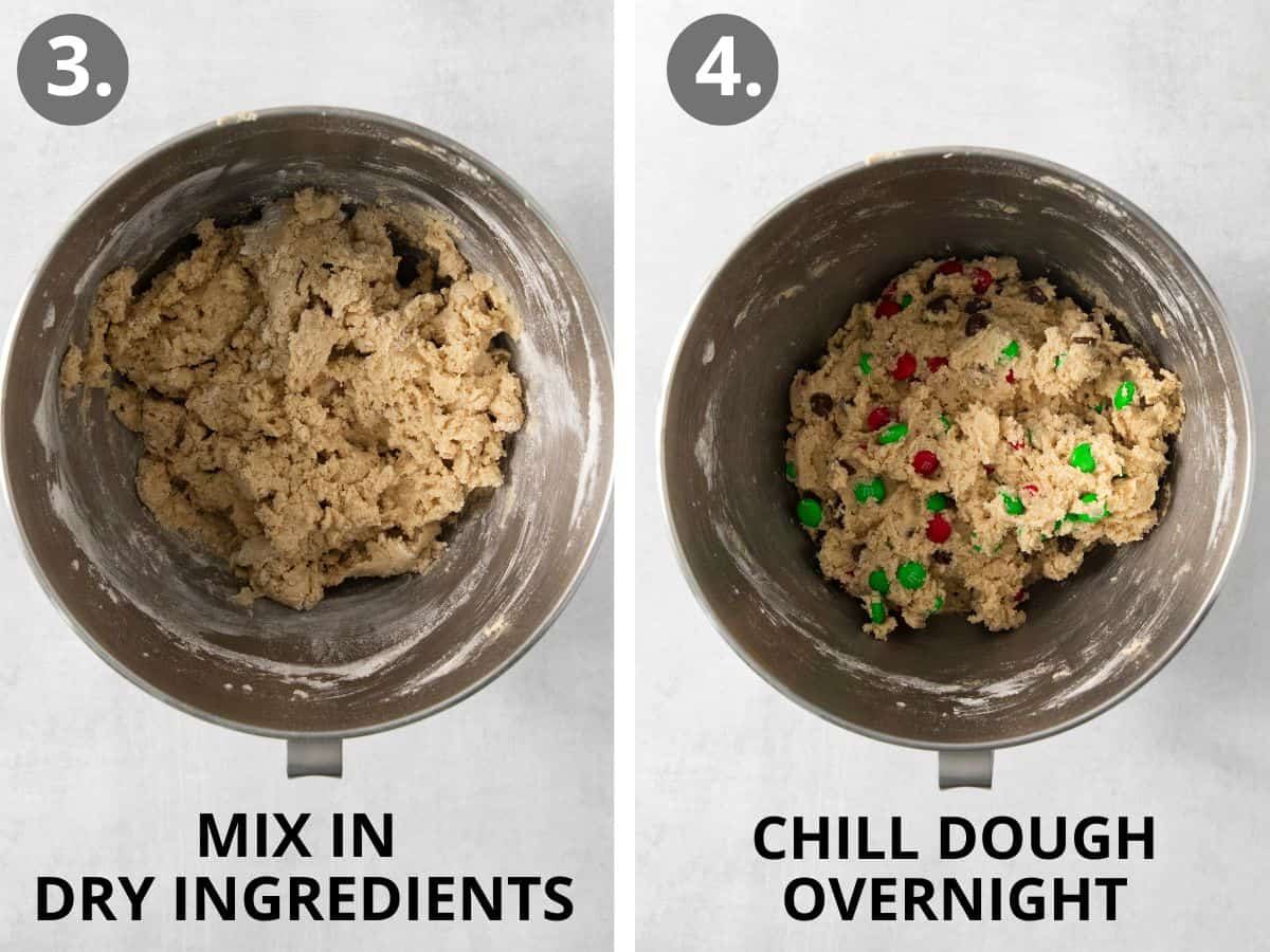 ingredients mixed for gluten-free M&M cookies