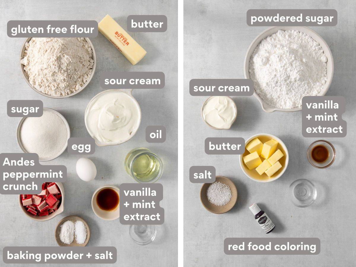 gluten-free peppermint cookies ingredients on a countertop