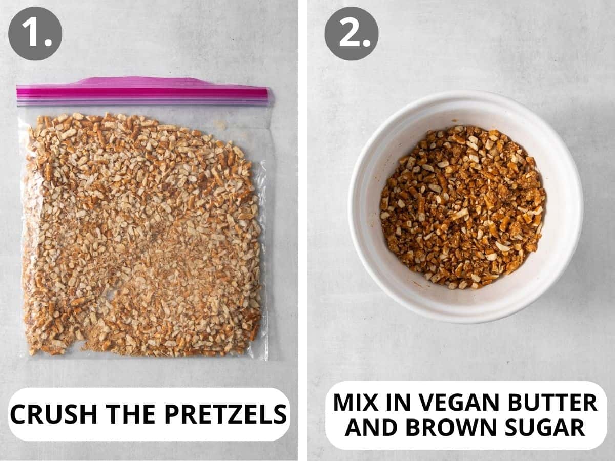 how to make the pretzel crust for this gluten-free dairy-free dessert