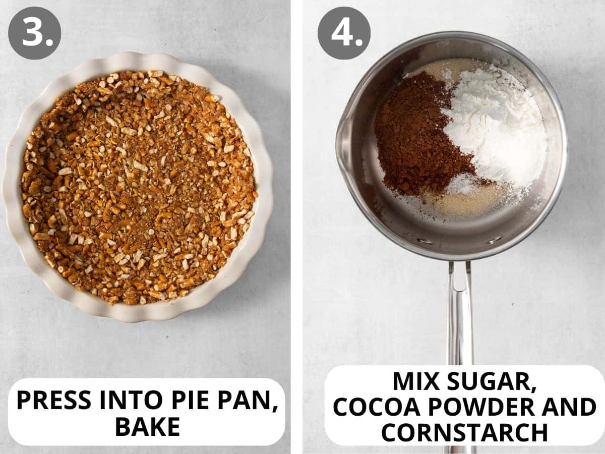 how to bake the crust and make the pudding for this gluten-free dairy-free dessert