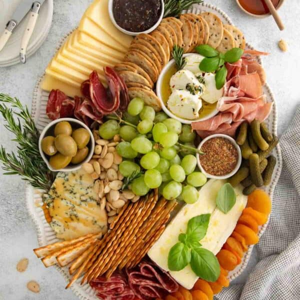 gluten-free charcuterie platter on a table