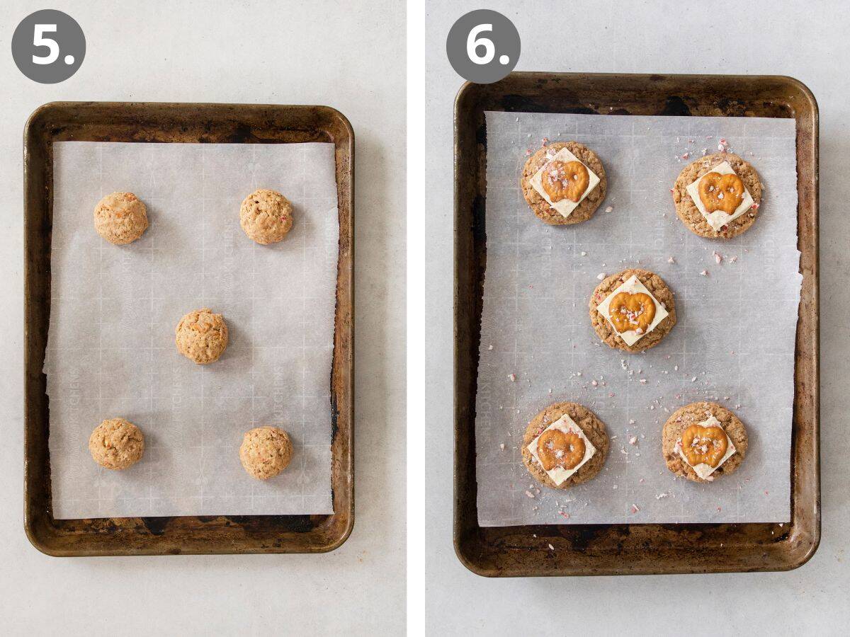 steps to bake and top the cookies.
