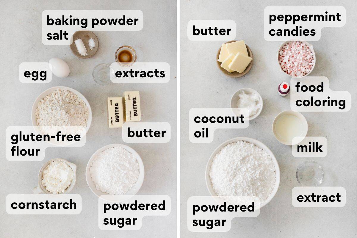 peppermint meltaway ingredients measured and labeled.