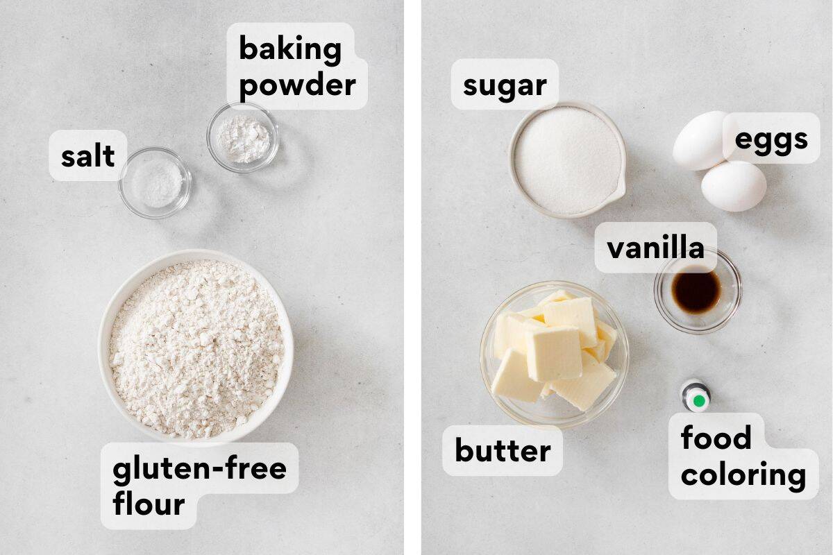 slice and bake cookie ingredients measured and labeled.