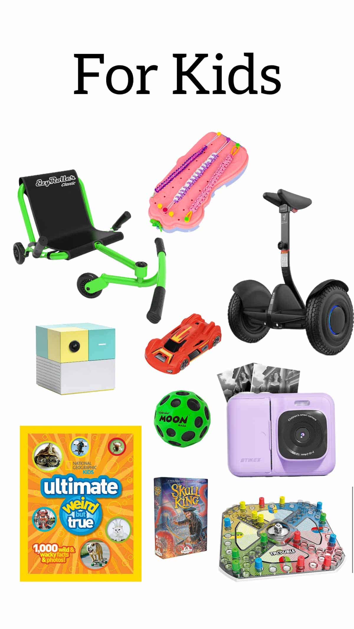 collage of gift ideas for kids