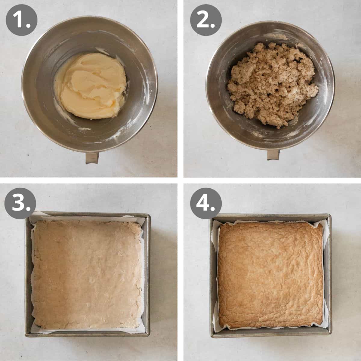 steps to make the shortbread from dough to baking.