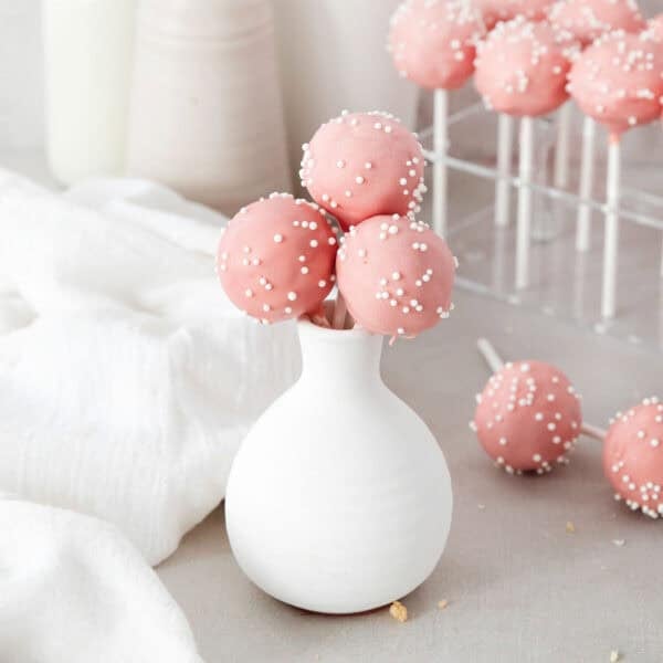 Gluten-free cake pops in a vase.