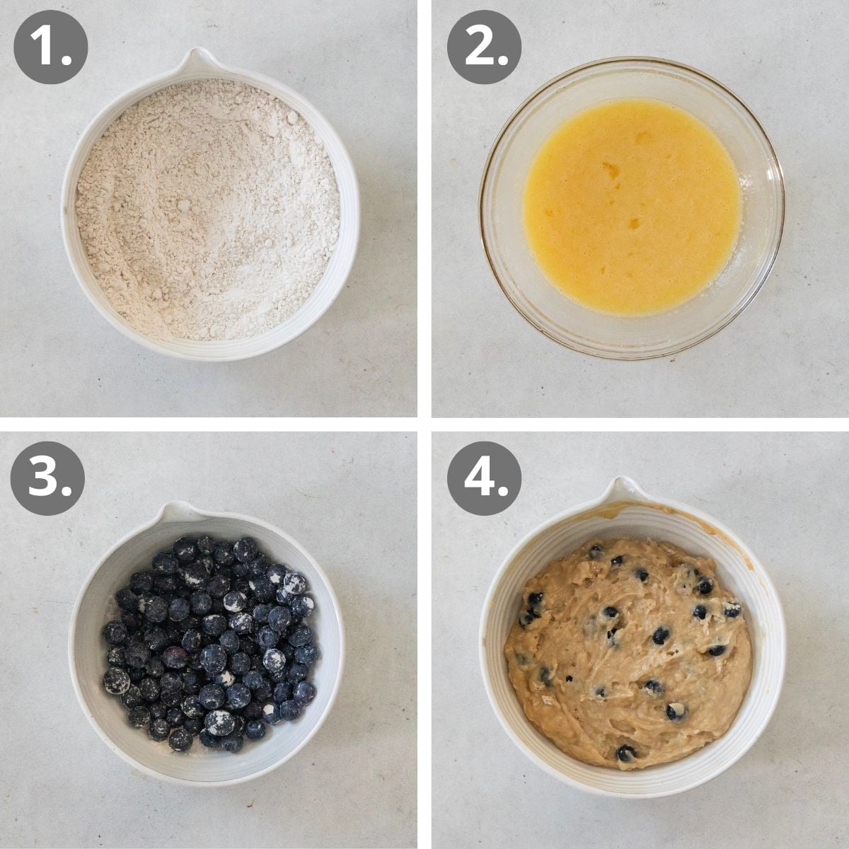 steps to make the lemon blueberry bread batter.
