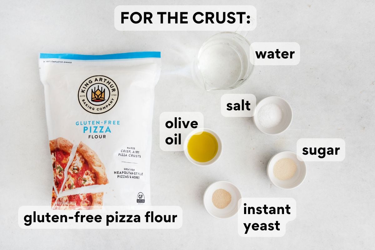 ingredients for the crust measured and labeled.