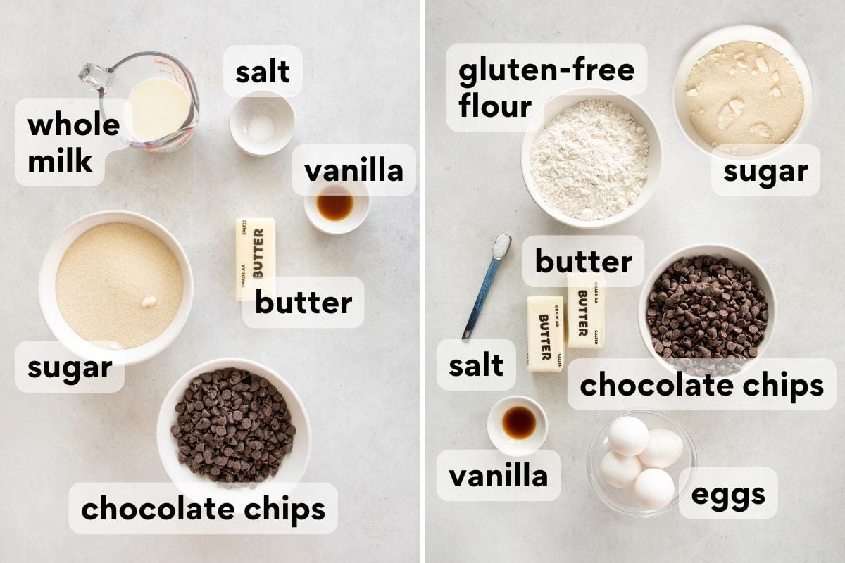 birthday brownie ingredients measured and labeled.