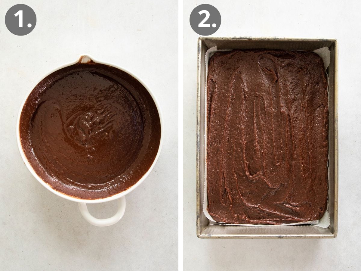 steps to make the brownie batter and bake it.