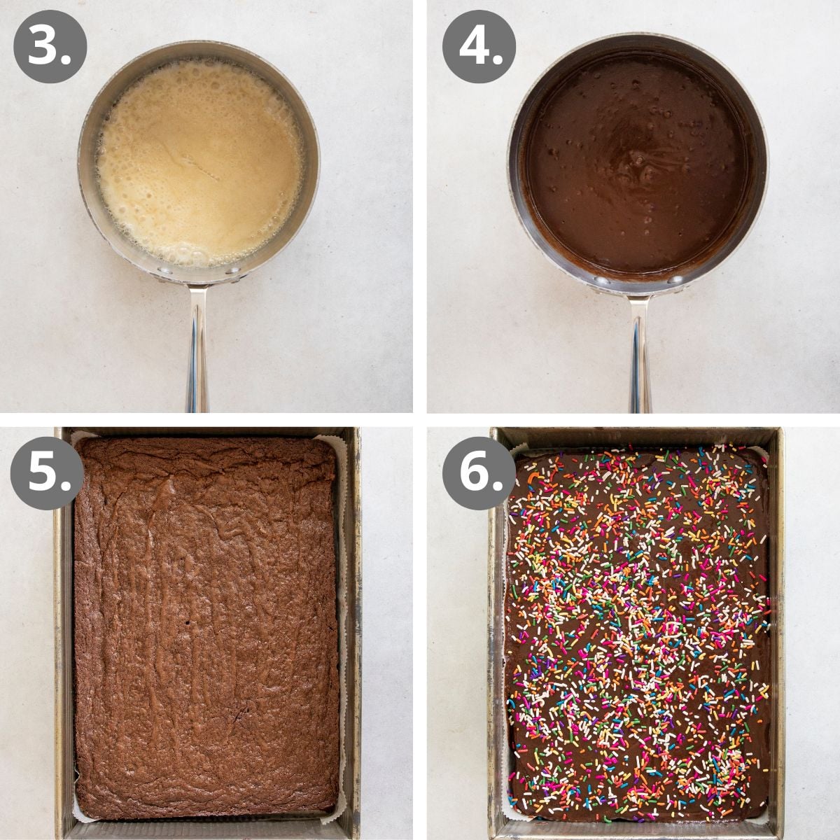 steps to make the fudge frosting and top the brownies.